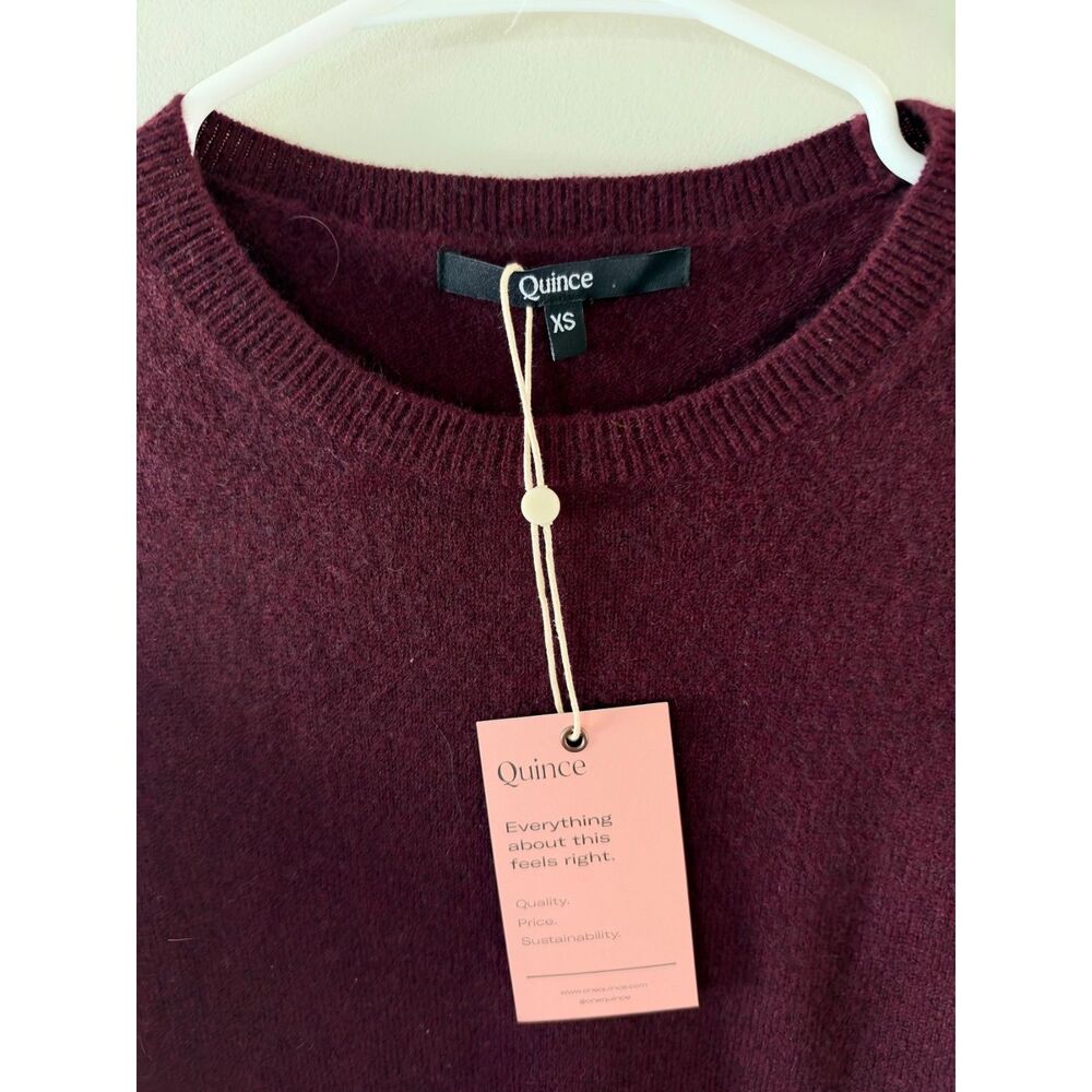 NEW Quince Mongolian Cashmere Crewneck Sweater Burgundy Women's Size XS - Picture 2 of 6